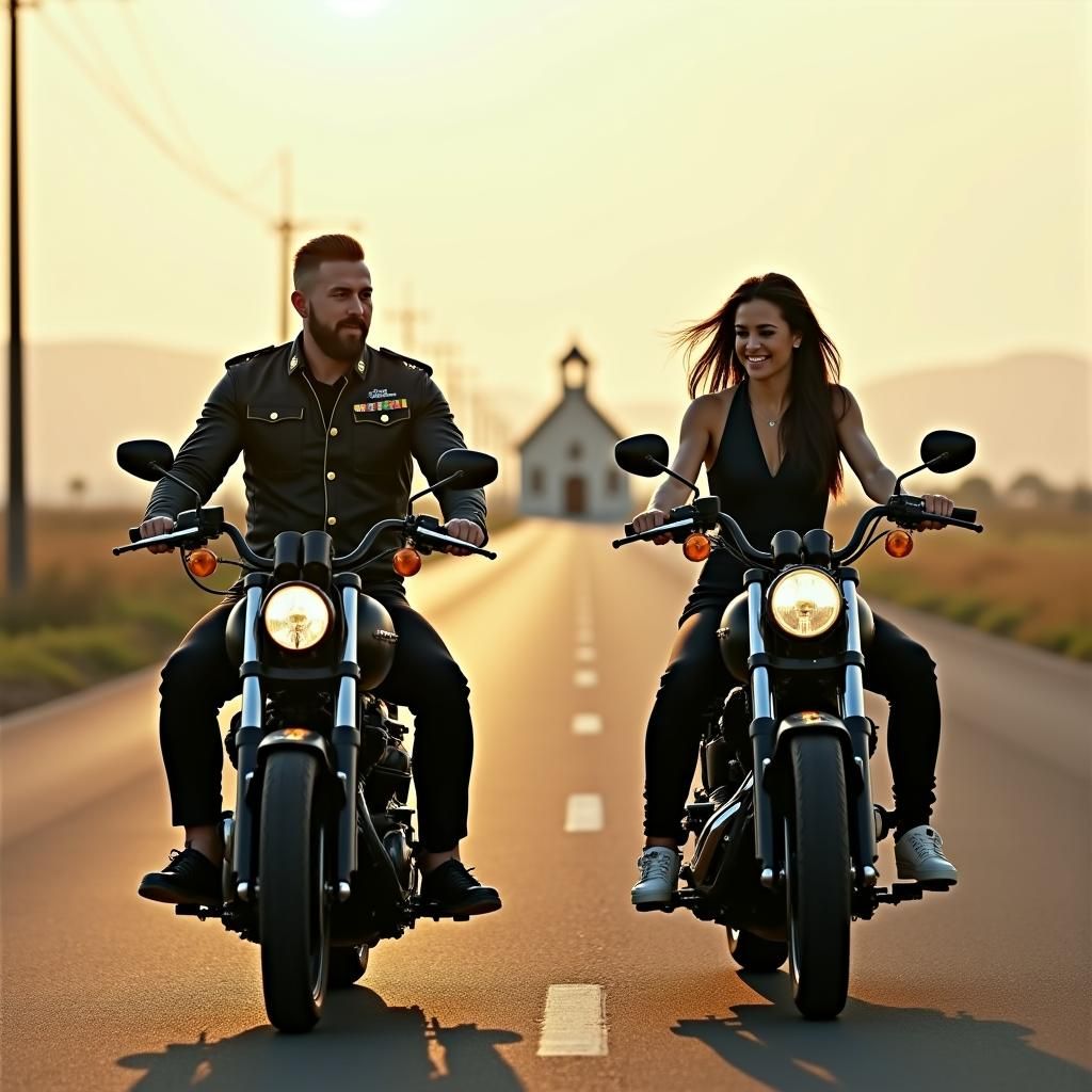 Brazilian Couple's Motorcycle Wedding in Sin City Style