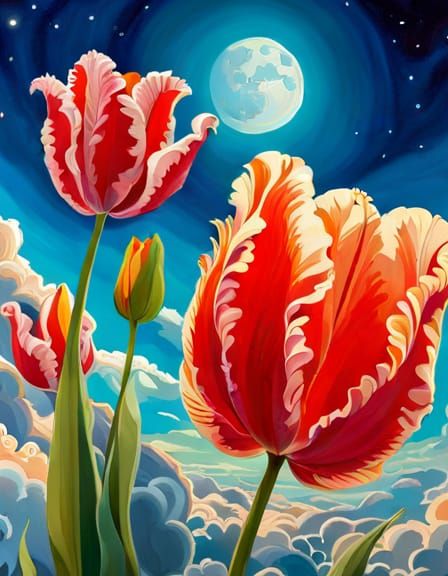 Iridescent Tulip in Sci-Fi Outer Space