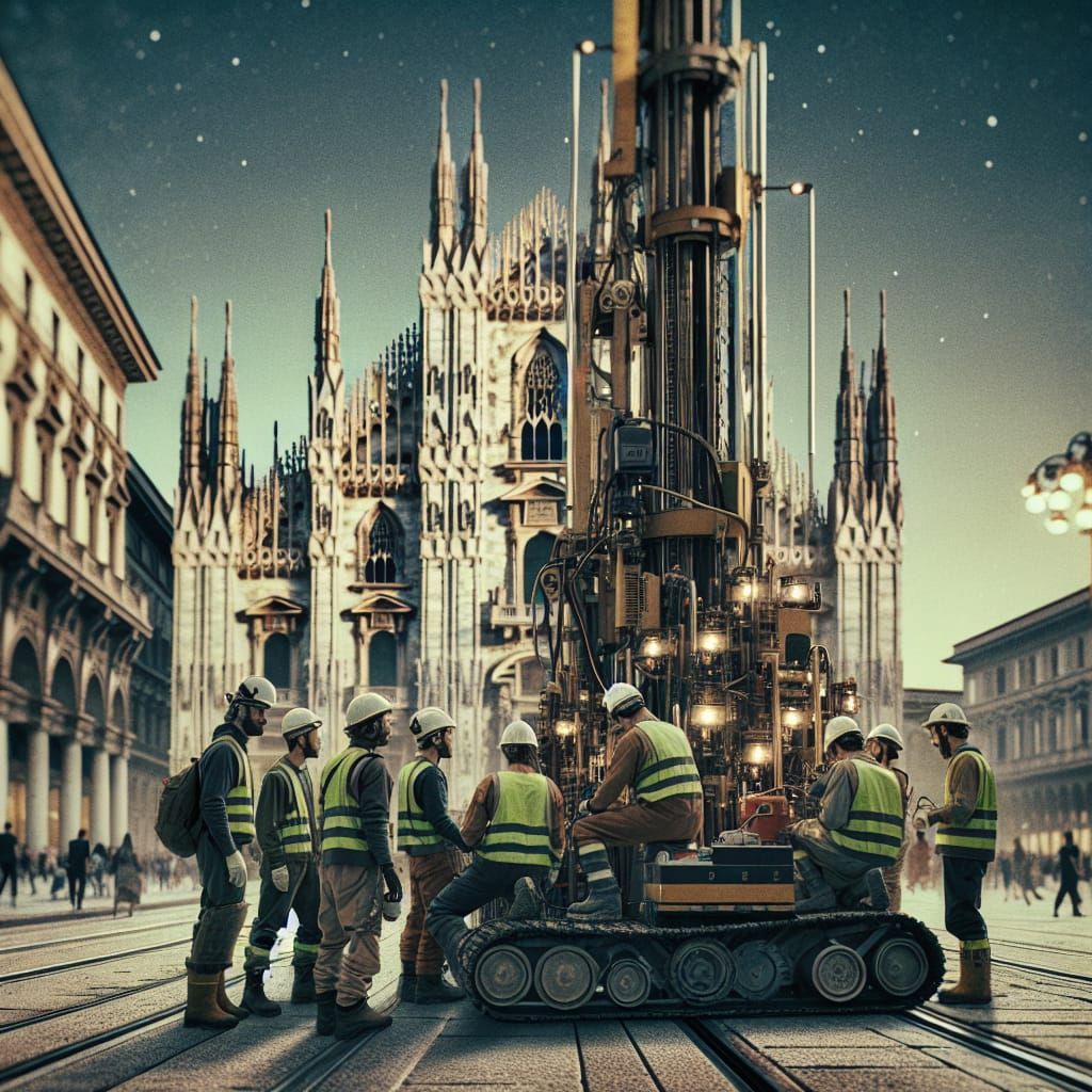 Geologists at Piazza Duomo in Cinematic Style