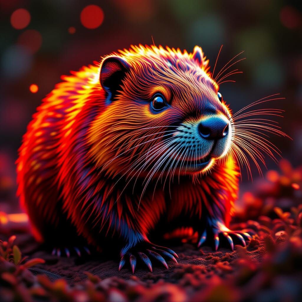 Psychedelic Beaver Object in Extreme Close-Up