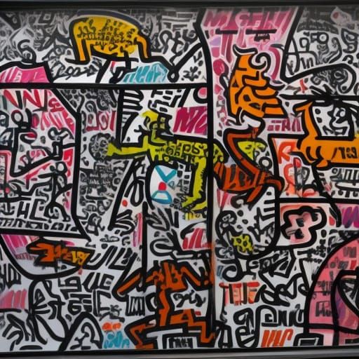 Graffiti Mural in Haring Style: Fentanyl is Lame