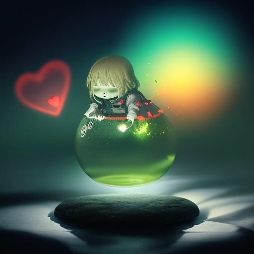 Mysterious Light Reveals Person and Heart in Dark Room