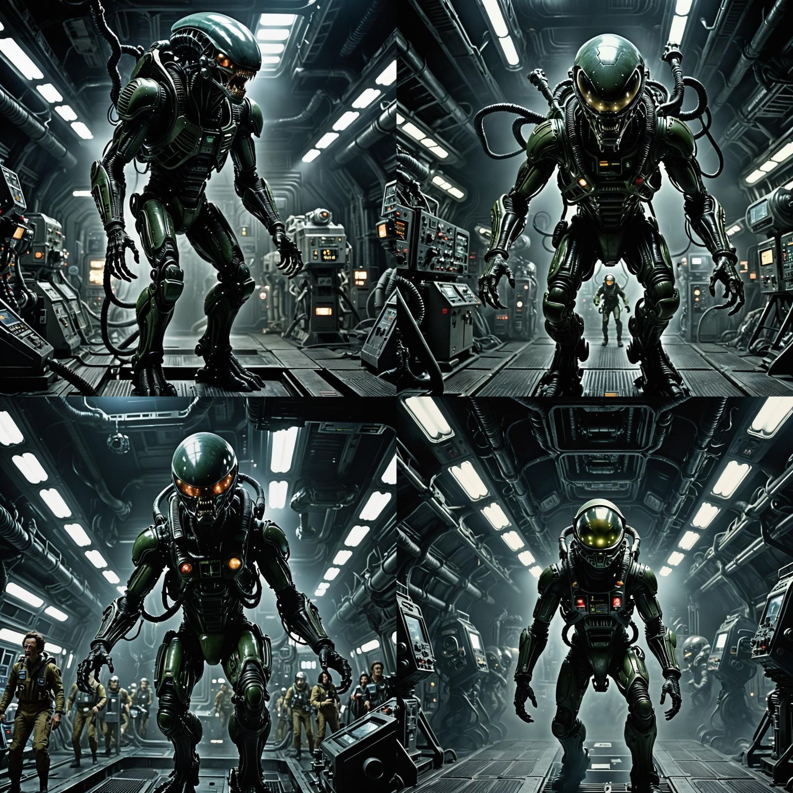 A copy of the movie "ALIEN" in the style of Ridley Scott, th...