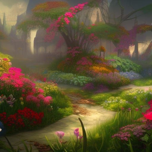 Secret Flower Garden: Detailed Matte Painting
