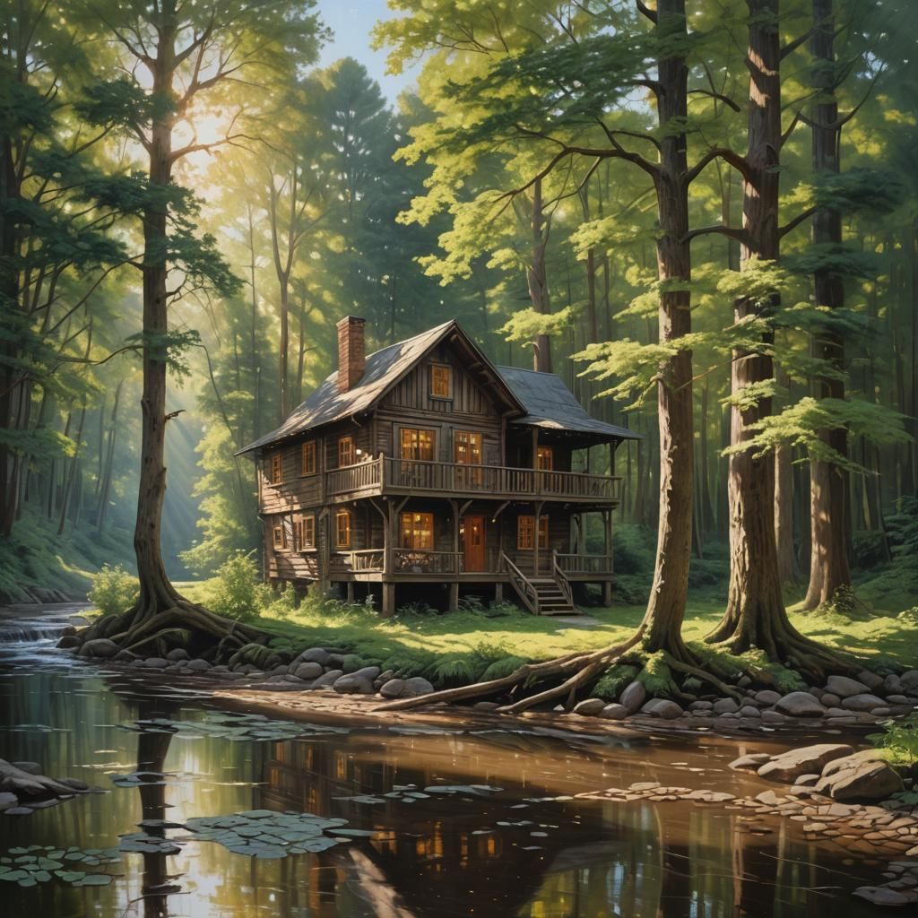 Magical Forest House on a June Morning