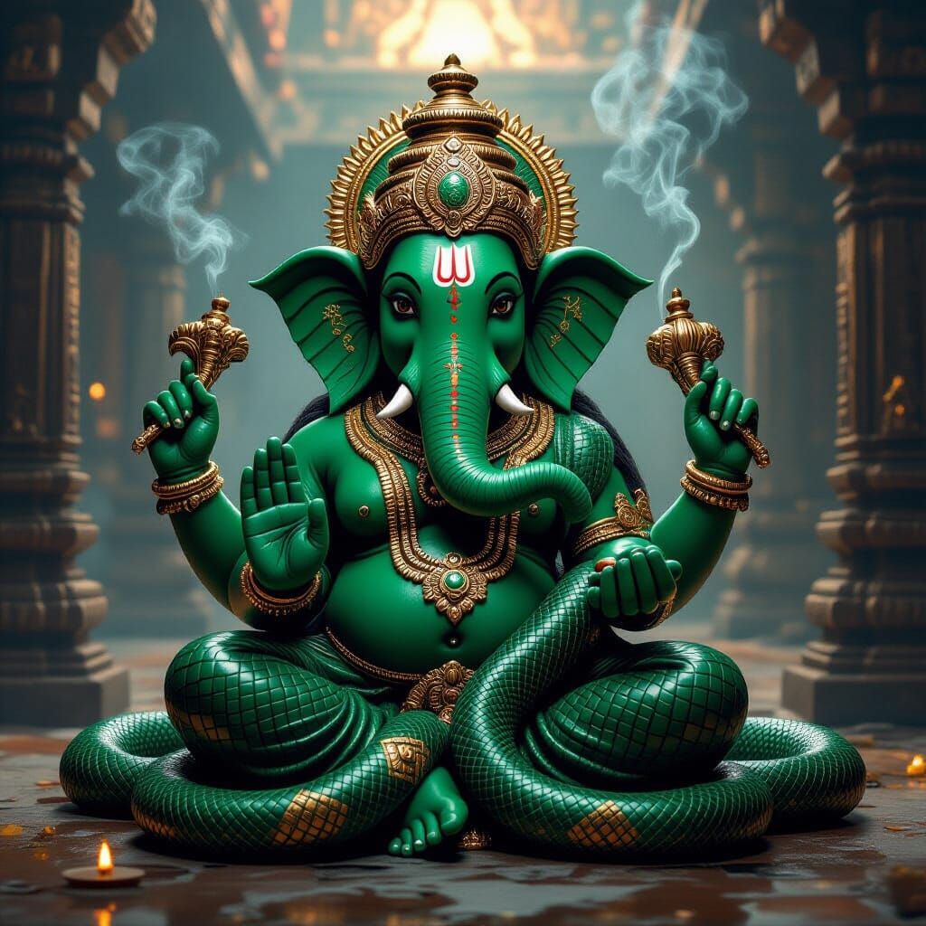 Lord Ganesha Formed From Intertwining Snakes