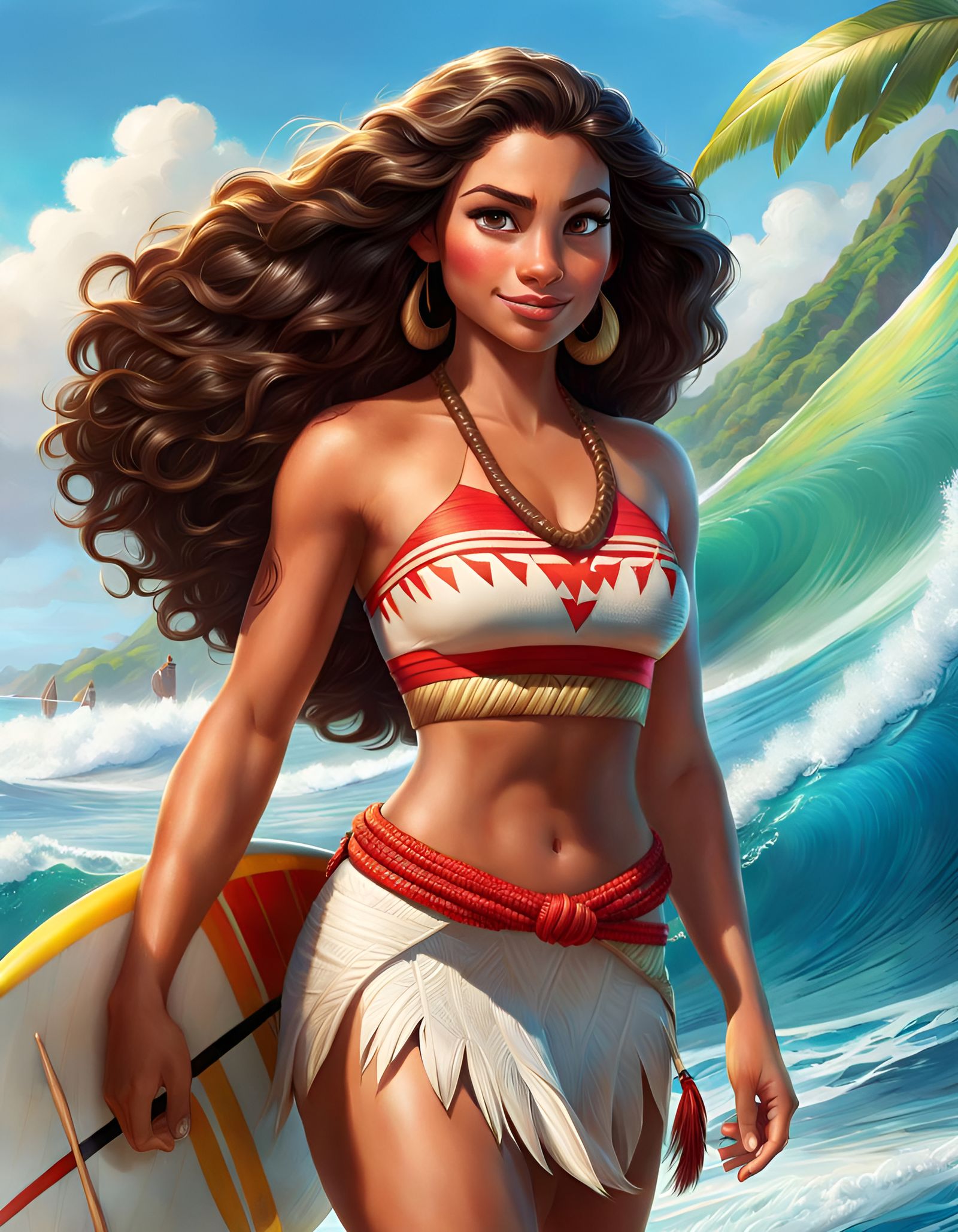 Moana as Modern Surfer: Hyperrealistic Digital Art