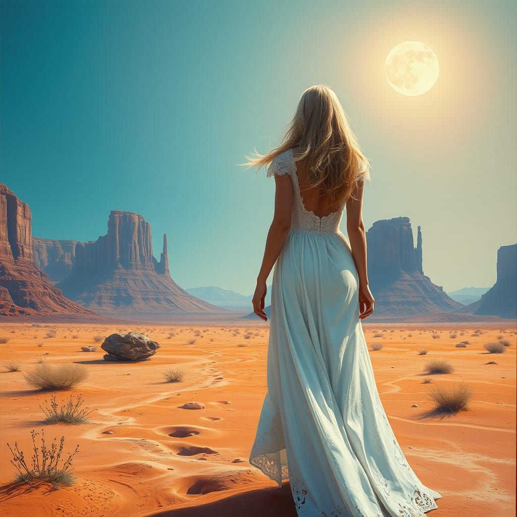 Hyperrealistic Painting of a Woman in a Post-Apocalyptic Lan...