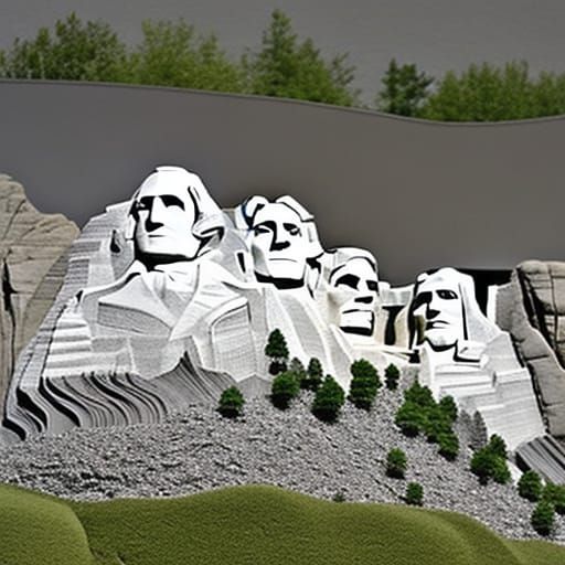 Mount Rushmore Paper Sculpture Art