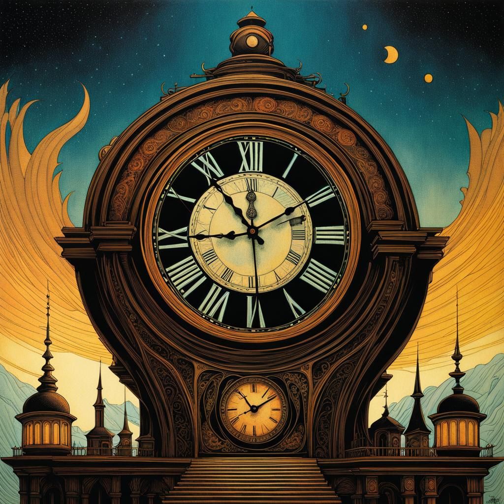 Art Nouveau Town Clock in Clockpunk Style