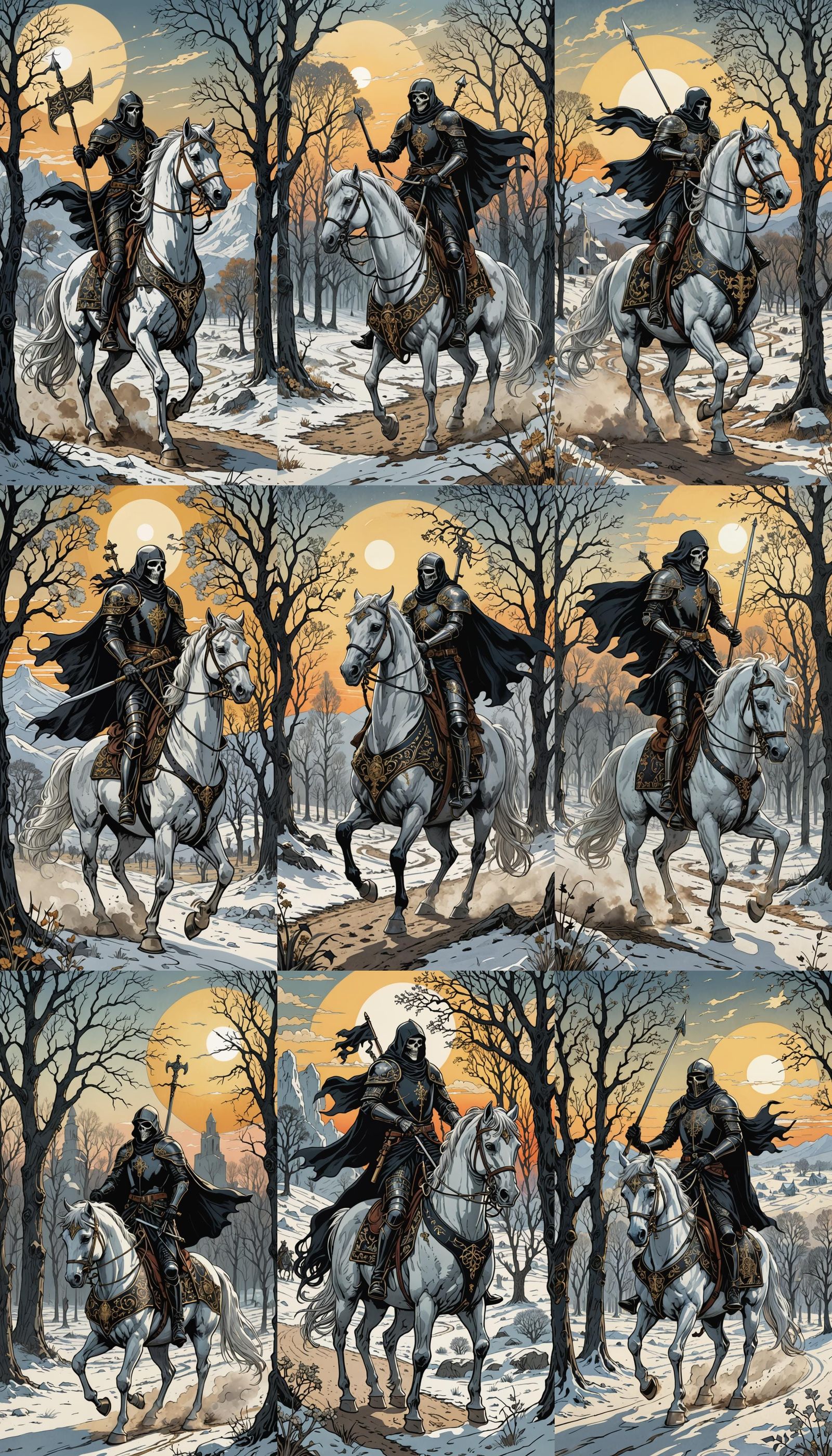 Death Tarot Card in Art Nouveau Style