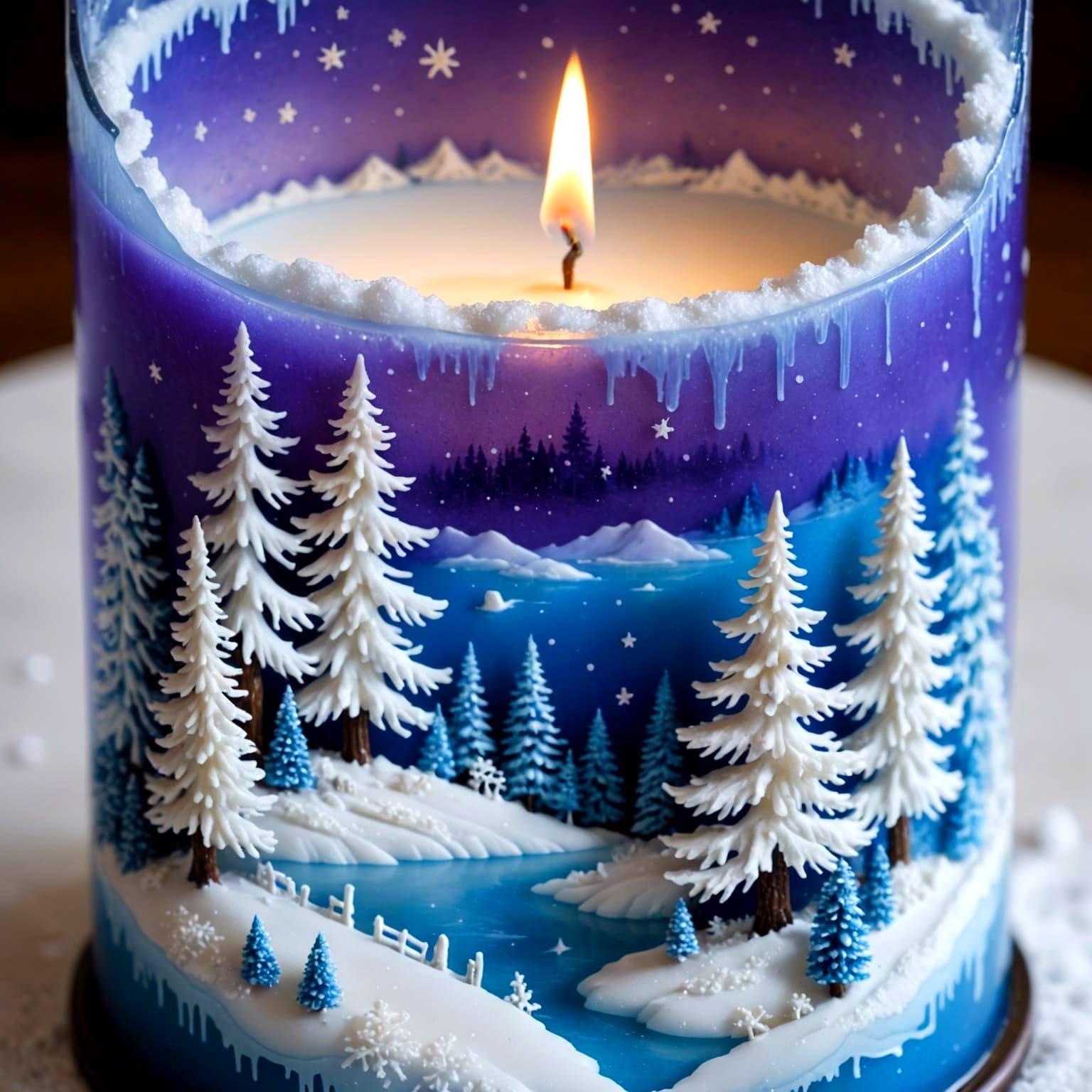 Winter Wonderland Within a Glowing Candle
