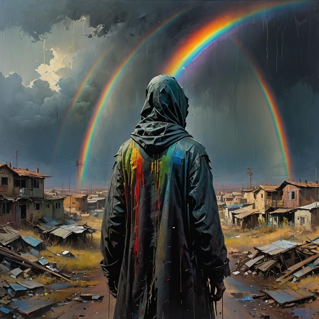 Ghost Gazing at Rainbow: Dramatic Matte Painting