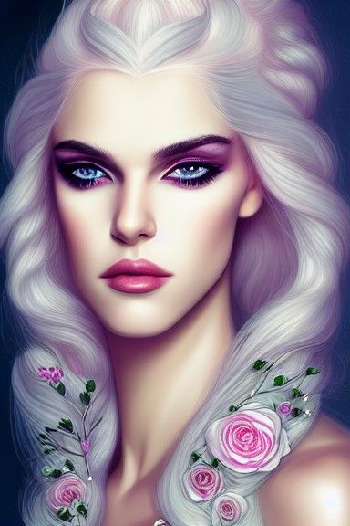 Androgynous God as Princess with Roses and Diamonds