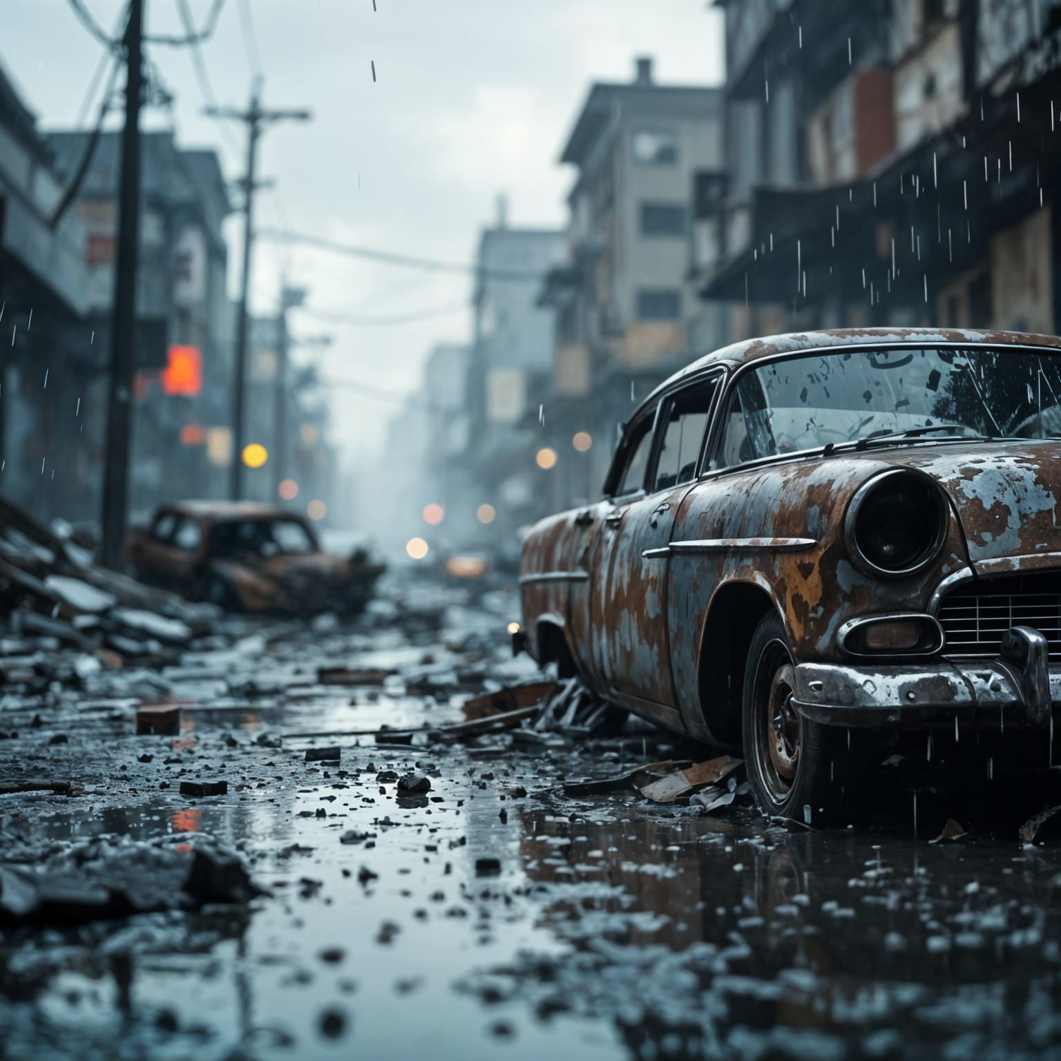 Retro Robot Finds Beauty in Post-Apocalyptic Rain