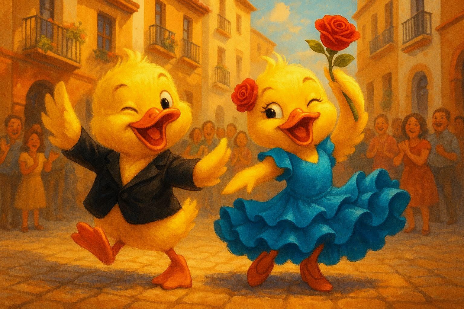 Dancing Ducklings in Seville, Digital Painting