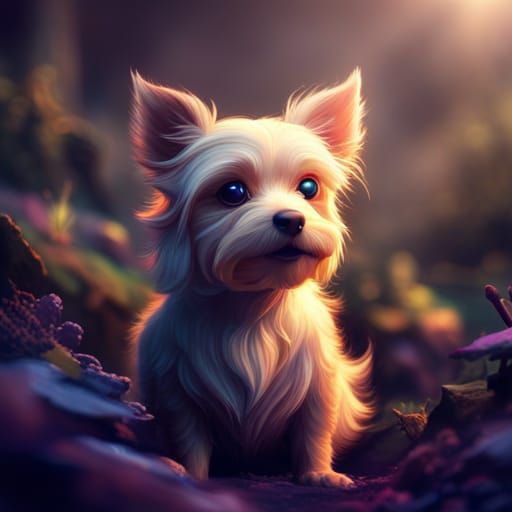 Cute Dog in Detailed Matte Painting