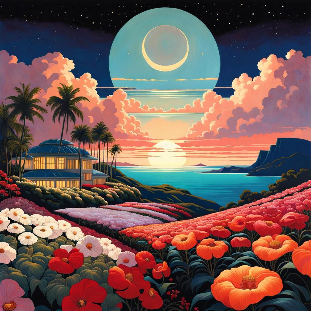 Hawaiian Flower Farm: Art Deco Noir Fantasy