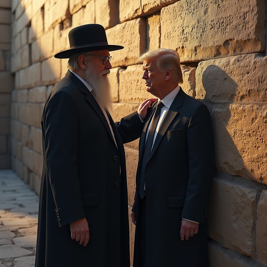 Donald Trump in Traditional Hasidic Outfit at the Western Wa...
