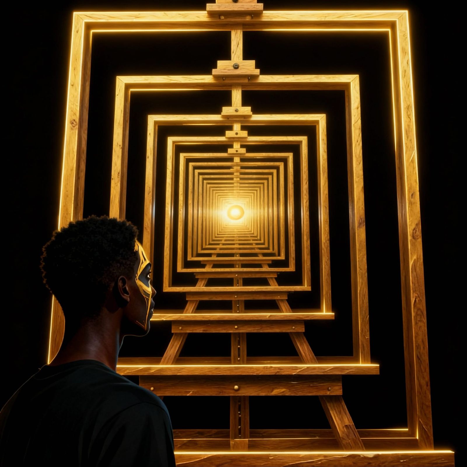 Man Gazes at Enigmatic Billboard Screen