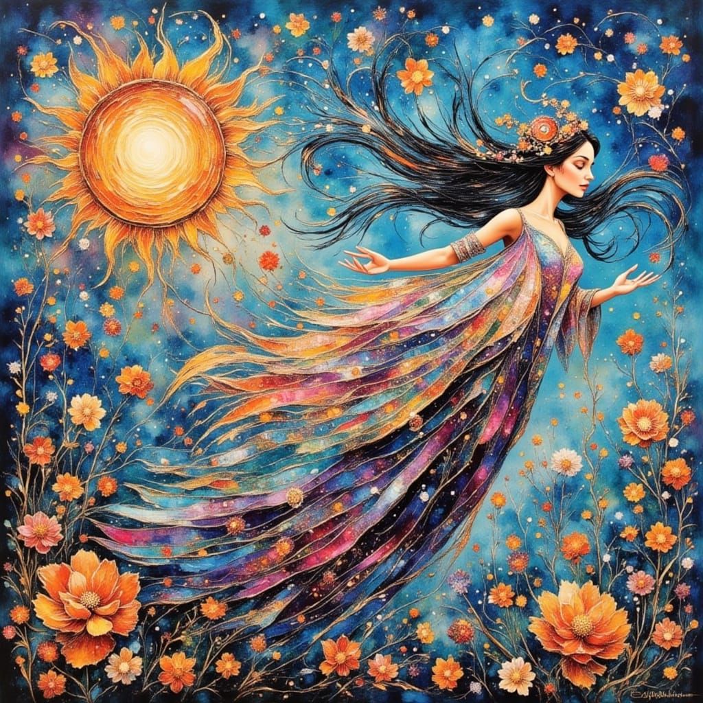 Abstract Sky Diamond Magic in Painterly Style