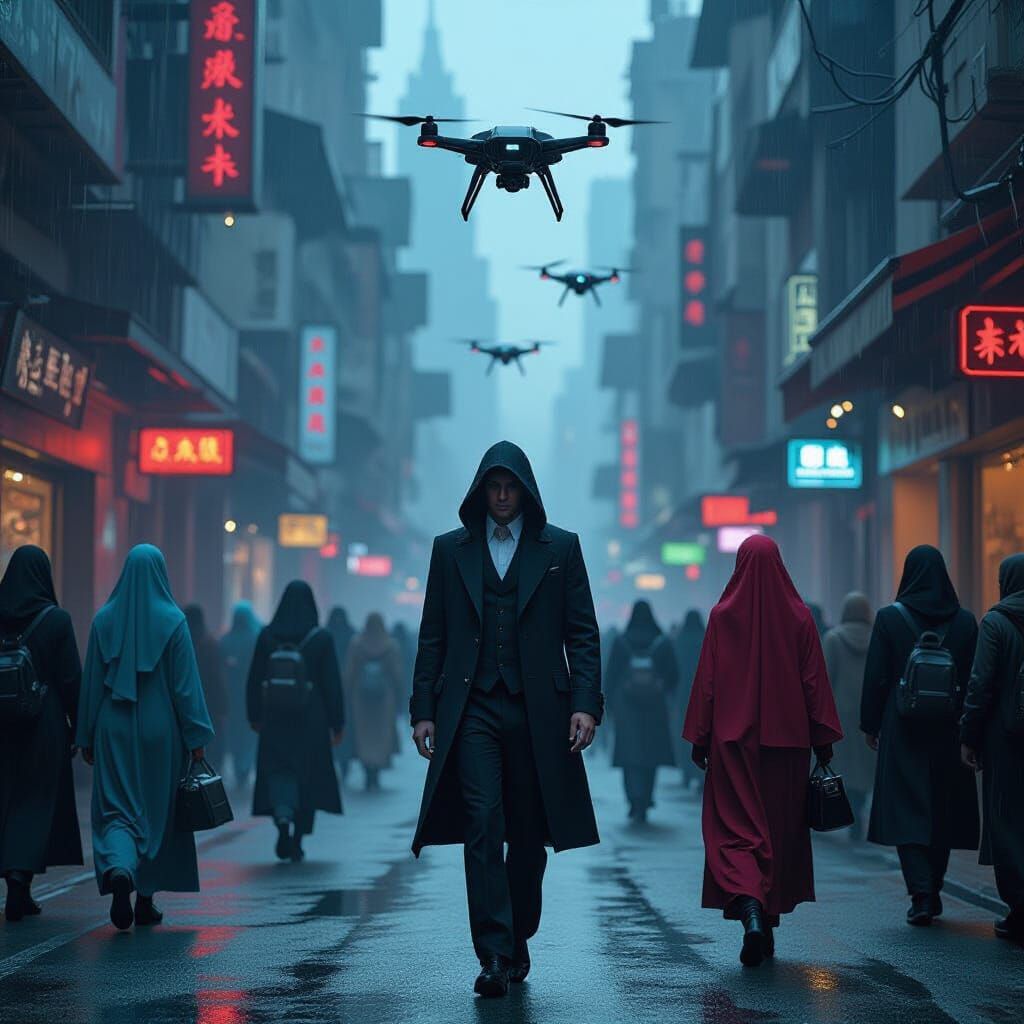 Dystopian Cityscape: A Cyberpunk Scene in District Dan-Med 3...