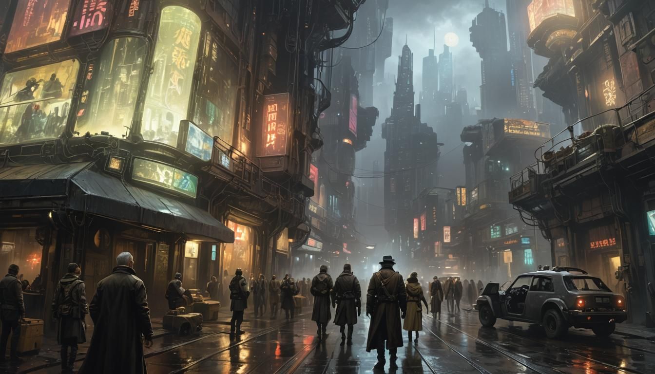 Cyberpunk Street Scene: Blade Runner Style