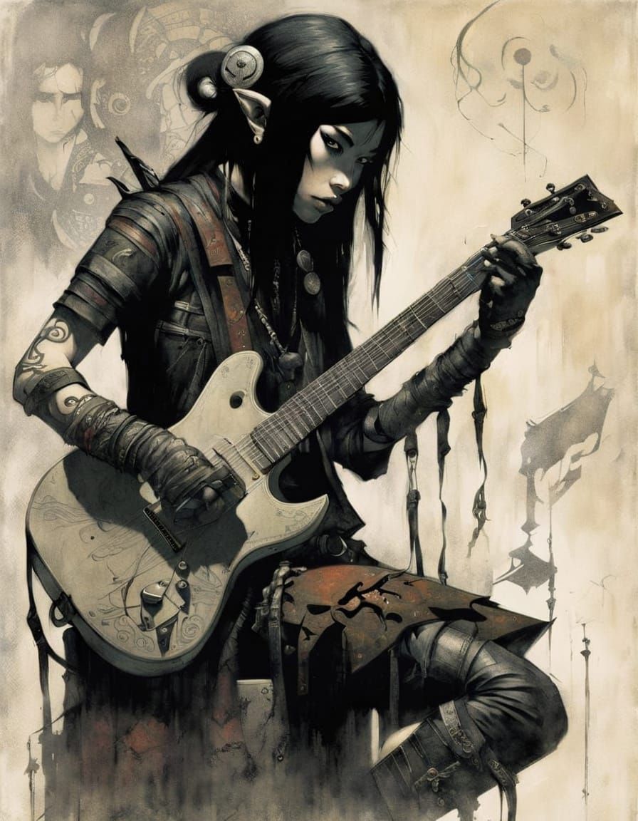 Grunge Fantasy Elf Guitarist