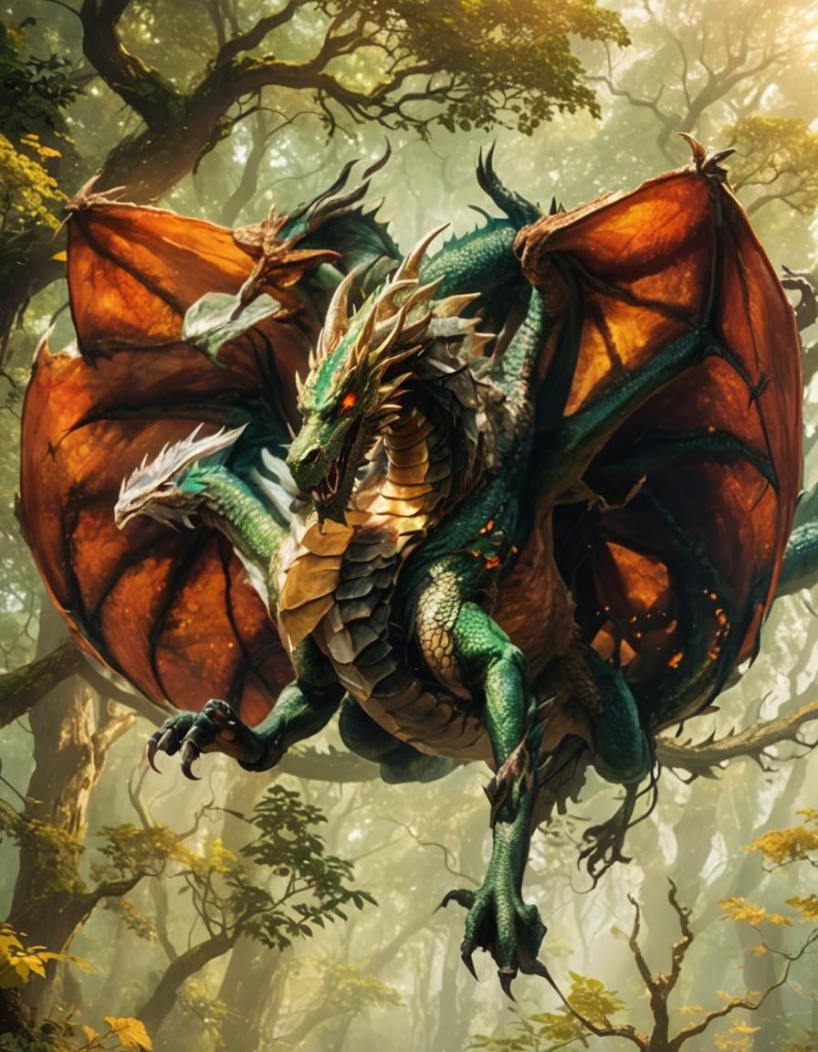 Dragon in Misty Forest Concept Art