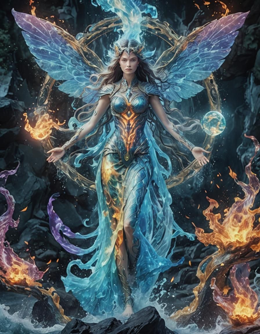 Elemental Spirit of Fire and Water: Epic Fantasy
