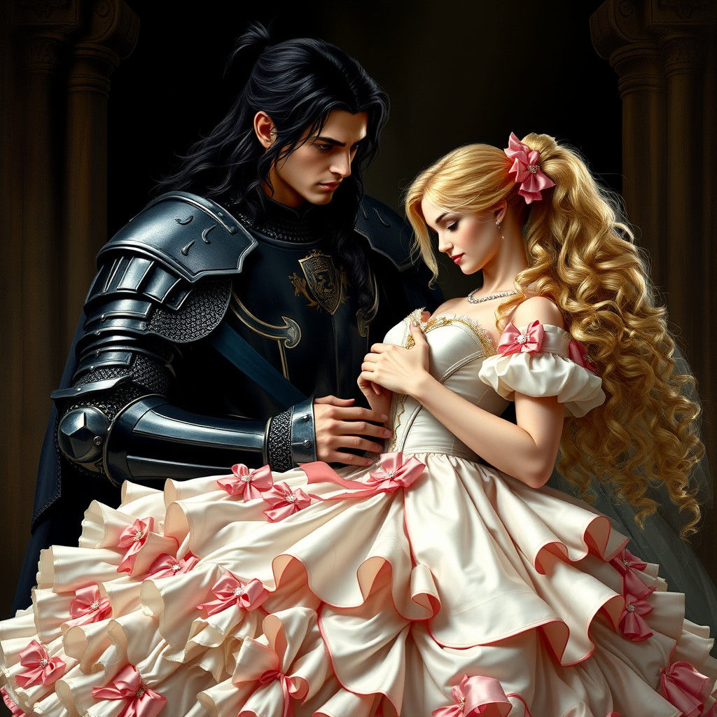 Royal Knight and Princess in Pre-Raphaelite Style