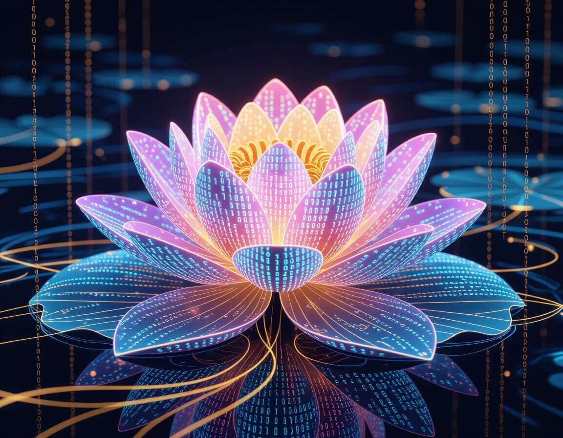 Holographic Lotus of Binary Code in Digital Void
