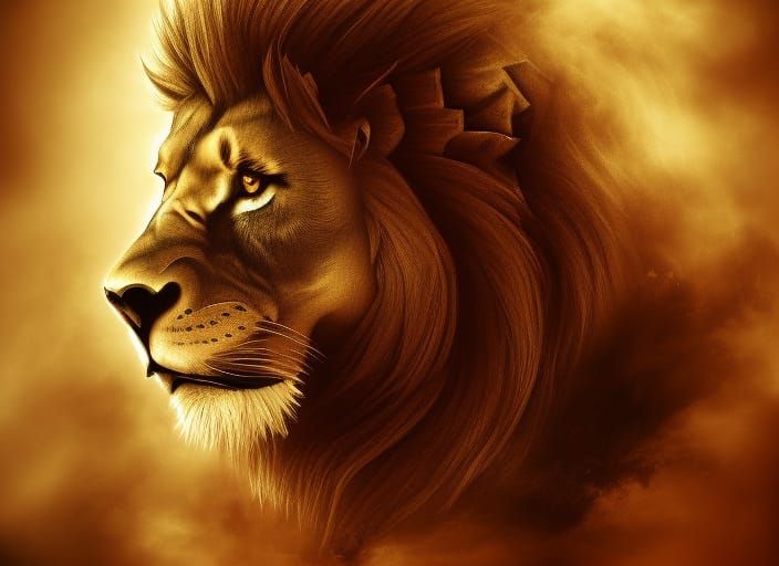 Ominous Dark Smoke Lion Portrait in 3D