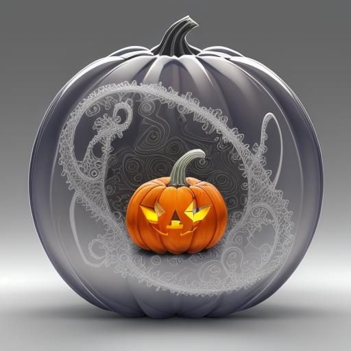 Abstract Glass Pumpkin with Fractal Design