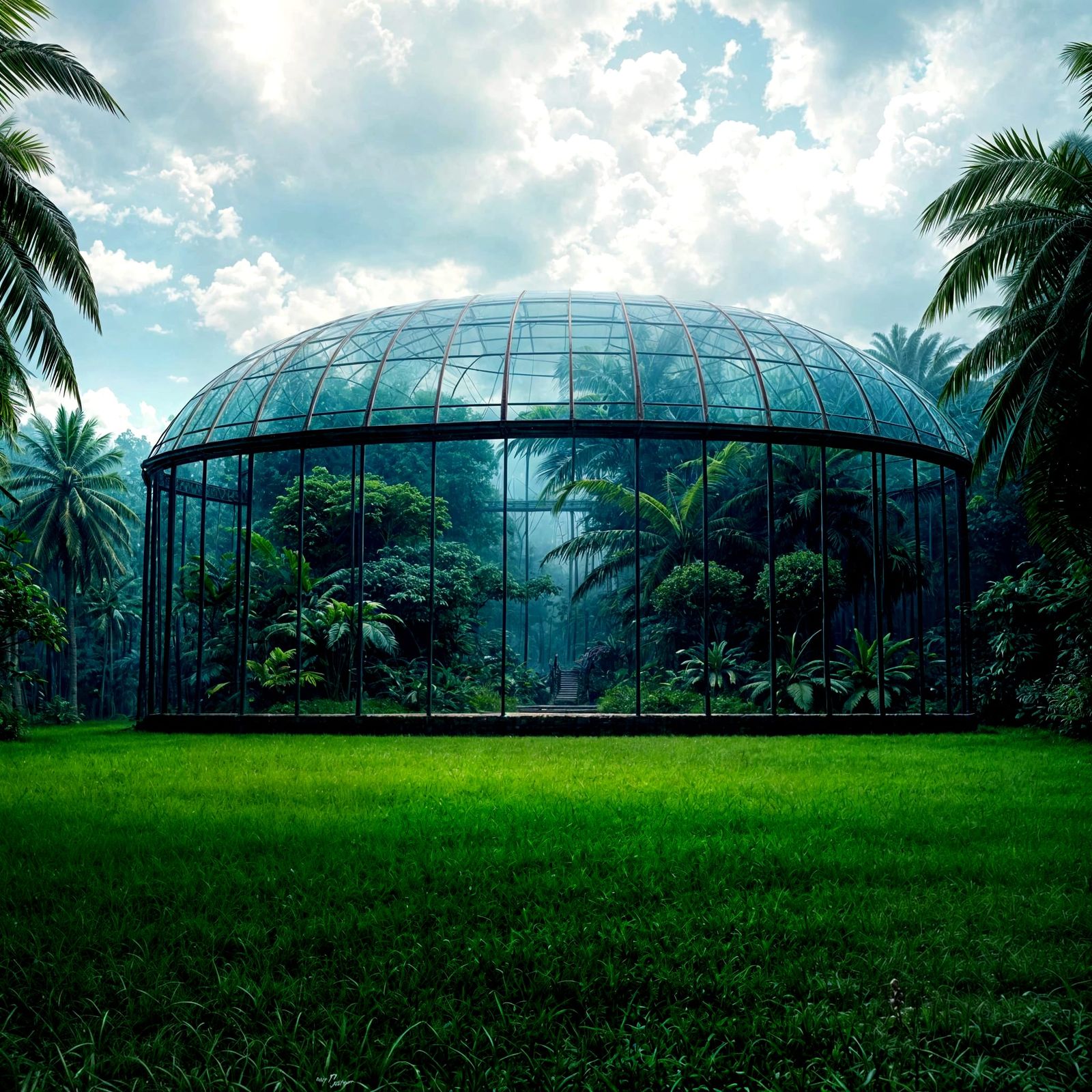 Amazon Rainforest in Glass Dome: Hyperrealistic Art