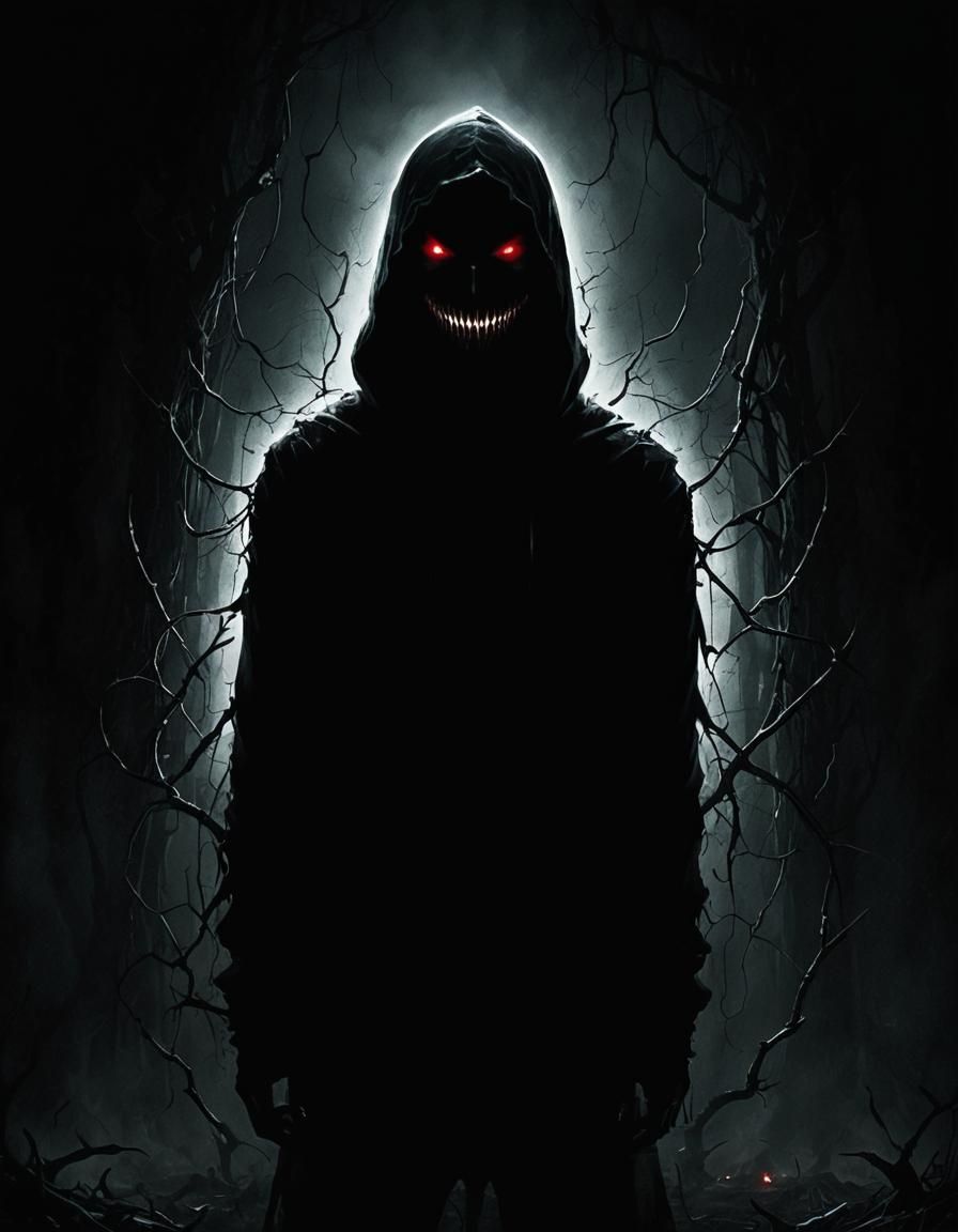 Sinister Grin: Red Eyes in the Darkness