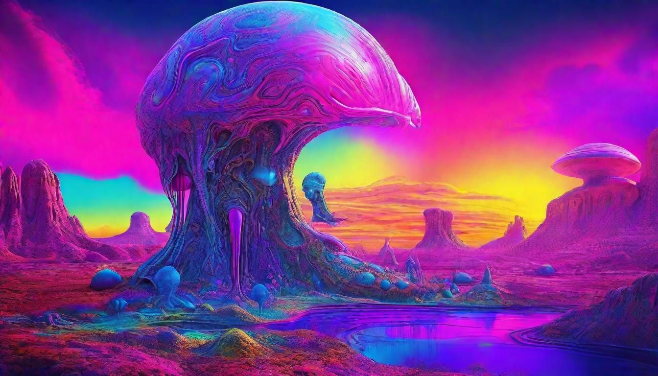 Psychedelic Alien Paradise: A Vibrant Untouched World