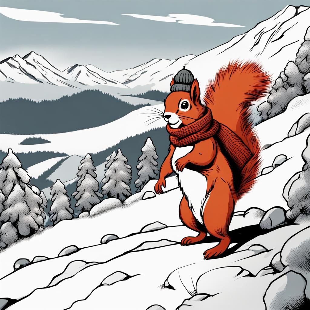 Red Squirrel Hiker in Manga Style