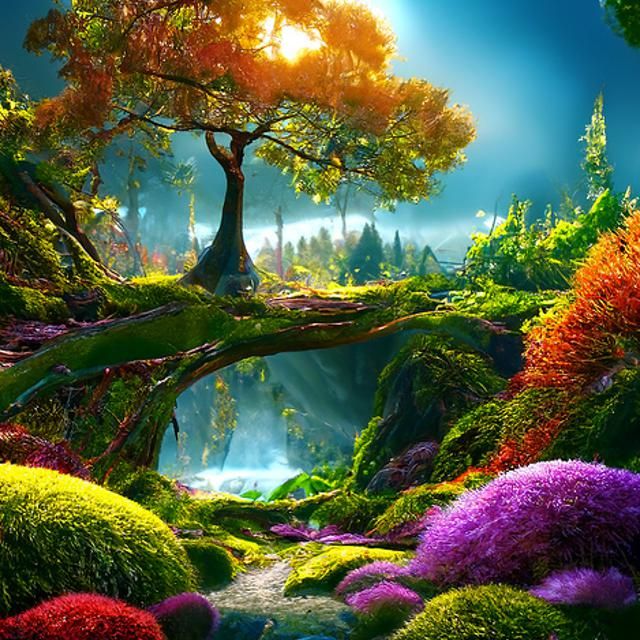 Hyperrealistic Forest Scenery in Detailed Matte Painting