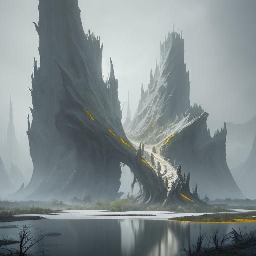 Modern Minimalist White Home in Swamp: Detailed Matte Painti...