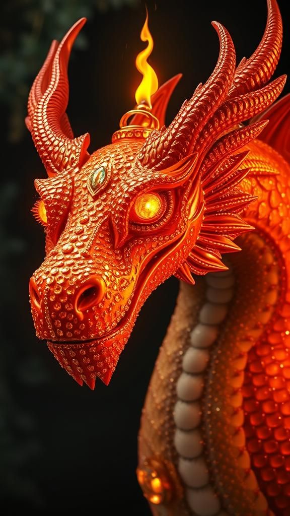 Diamond Dragon with Fiery Crown: Fantasy Concept Art