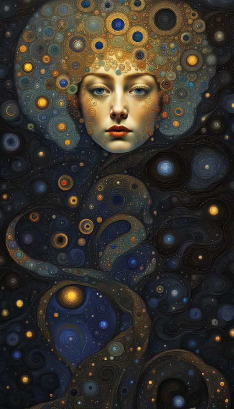 Illuminated Mind: Ethereal Oil Painting with Fractal Pattern...