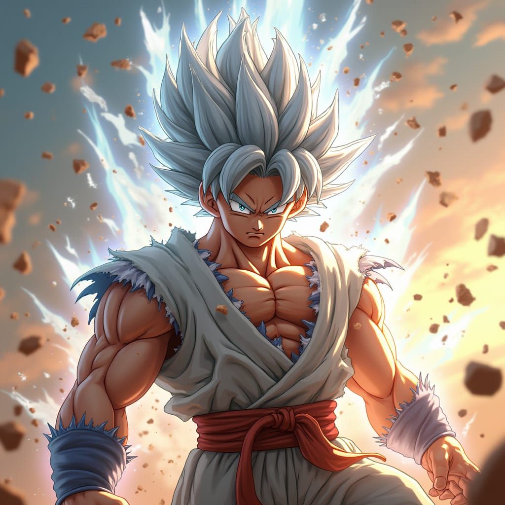 Epic Anime Art: Ultra Instinct Goku Radiates Intense Silver ...