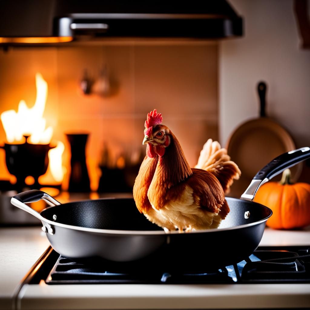 Chicken in a Halloween Kitchen: Professional Photo