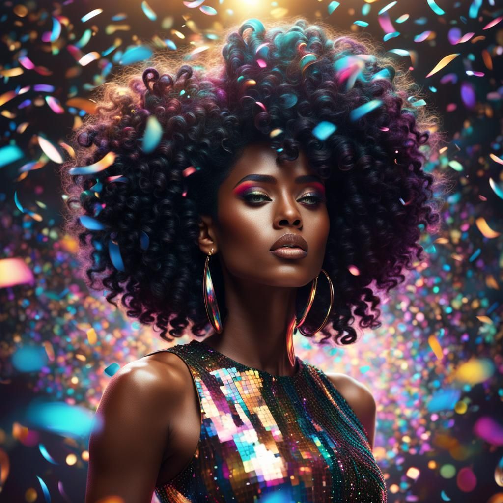 Confetti Swirls Around Dancing Teen in Discotheque