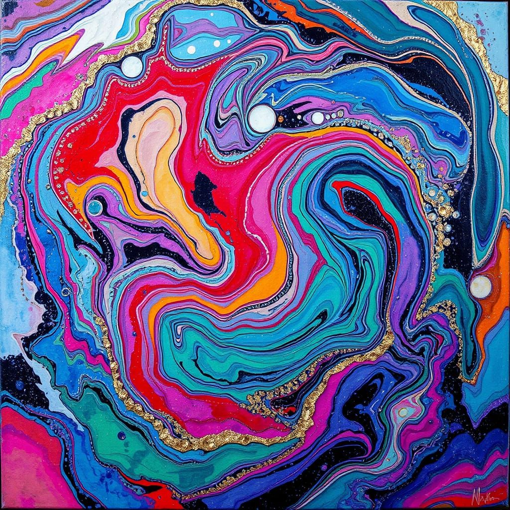 Expressive Abstract Marbles in Opulent Colors and Textures