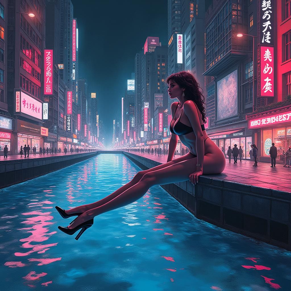 Futuristic Woman with Electric Guitar Curves