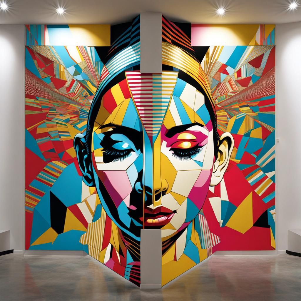 Pop Art Collage Portrait in 3D Rendered Style