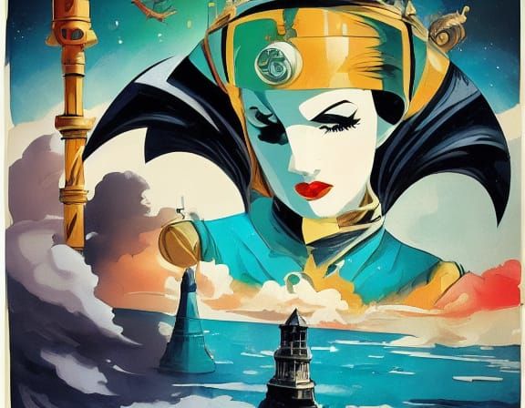 Art Deco Travel Poster: Journey to Underwater Atlantis