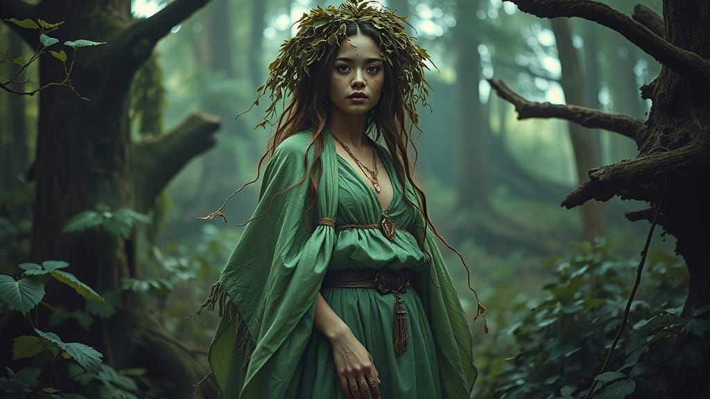 Mystical Forest Guardian in Bioluminescent Splendor